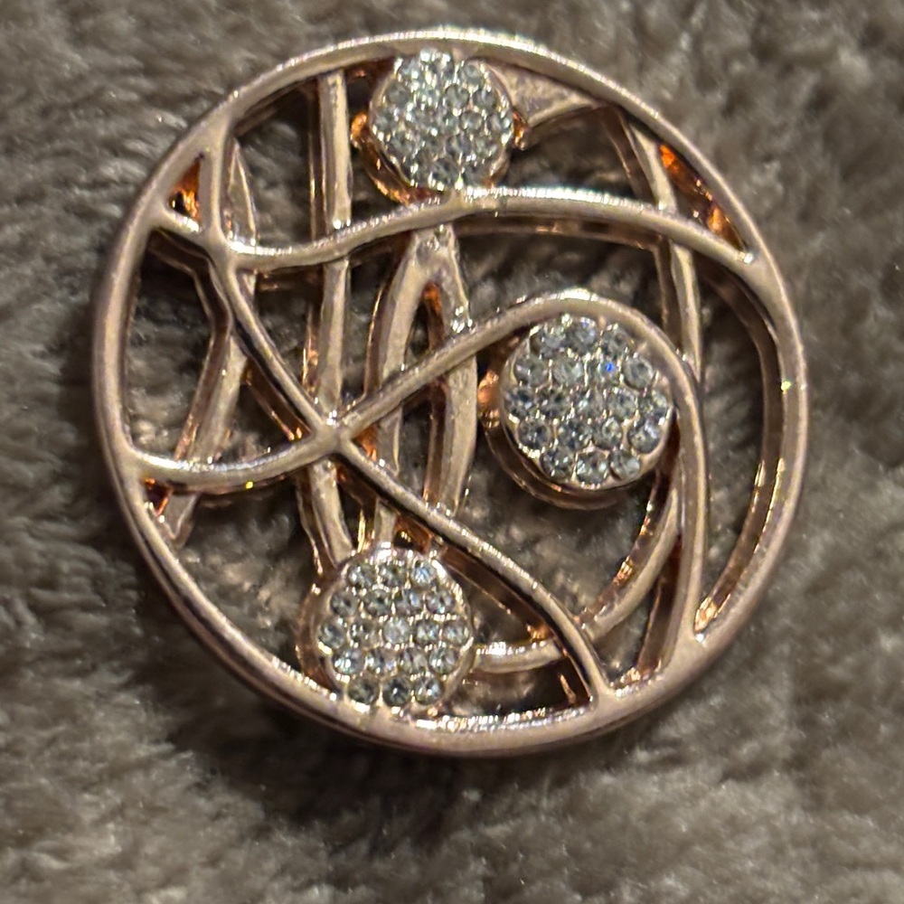 Glinkin Coin Pendant 33mm Rose Gold Plated and Rhinestones Dream Catcher .